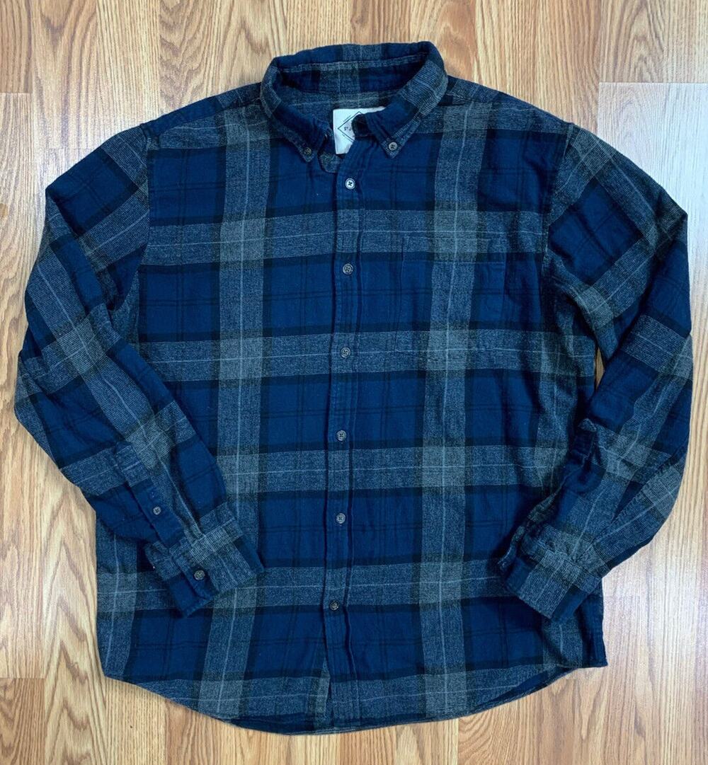 St Johns Bay Shirt Mens L Extra Soft Blue/Gray Flannel Mens Cotton Casual Grunge